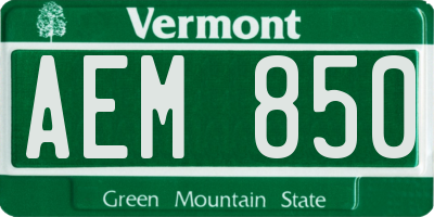 VT license plate AEM850