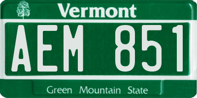 VT license plate AEM851