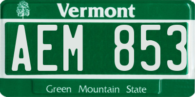 VT license plate AEM853