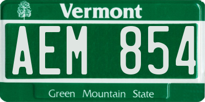 VT license plate AEM854