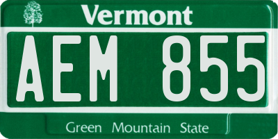 VT license plate AEM855