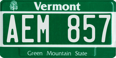 VT license plate AEM857