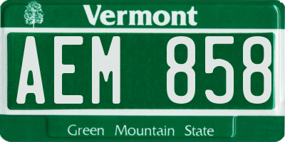 VT license plate AEM858