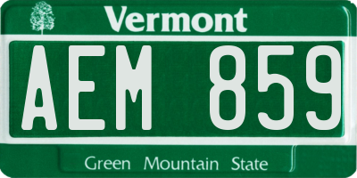 VT license plate AEM859