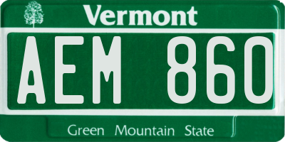 VT license plate AEM860