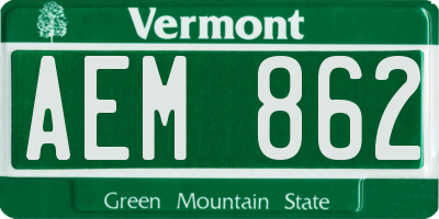VT license plate AEM862