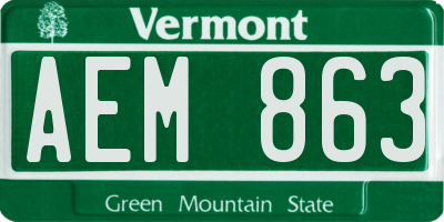 VT license plate AEM863