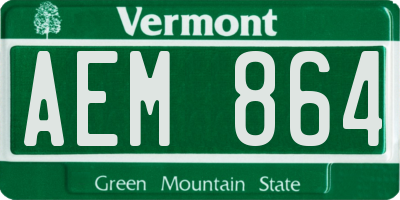VT license plate AEM864