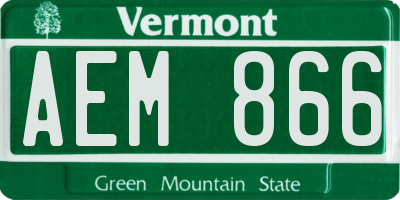 VT license plate AEM866