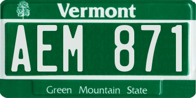 VT license plate AEM871
