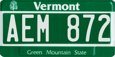 VT license plate AEM872