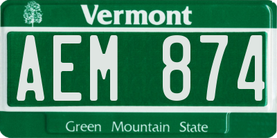 VT license plate AEM874