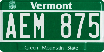 VT license plate AEM875