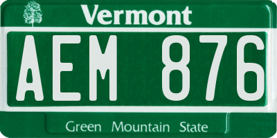 VT license plate AEM876