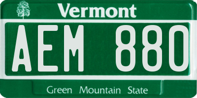 VT license plate AEM880