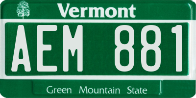 VT license plate AEM881