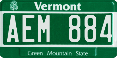 VT license plate AEM884