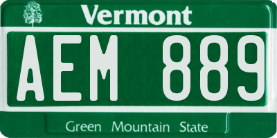 VT license plate AEM889