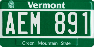 VT license plate AEM891
