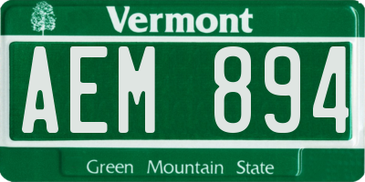 VT license plate AEM894