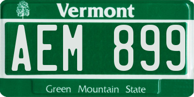 VT license plate AEM899