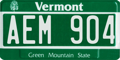 VT license plate AEM904