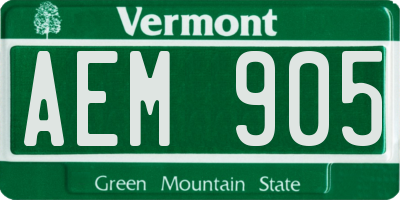 VT license plate AEM905