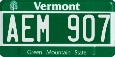 VT license plate AEM907