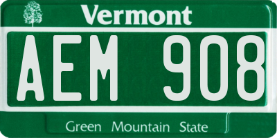 VT license plate AEM908
