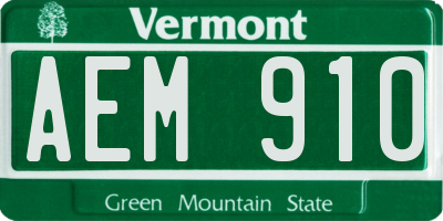 VT license plate AEM910