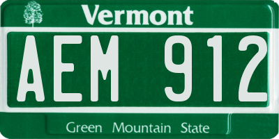 VT license plate AEM912