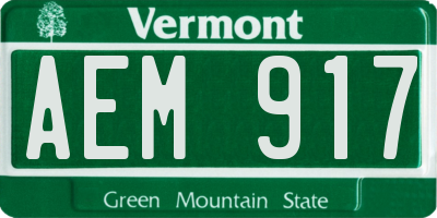 VT license plate AEM917