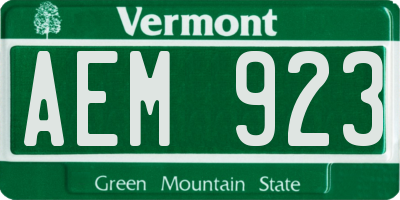 VT license plate AEM923