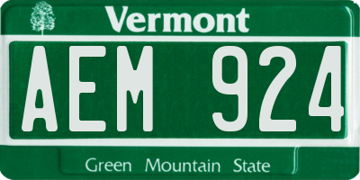 VT license plate AEM924