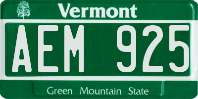 VT license plate AEM925