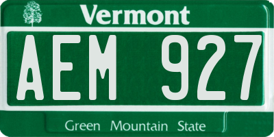 VT license plate AEM927