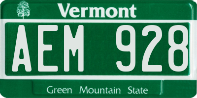 VT license plate AEM928