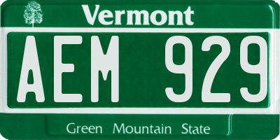 VT license plate AEM929