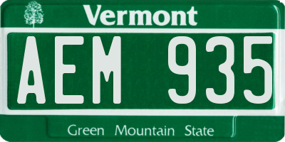 VT license plate AEM935