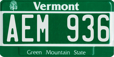 VT license plate AEM936