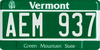 VT license plate AEM937