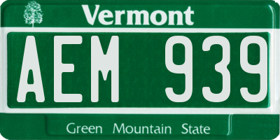 VT license plate AEM939