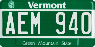 VT license plate AEM940