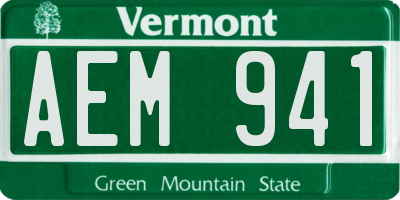VT license plate AEM941