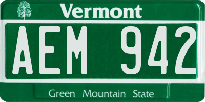 VT license plate AEM942