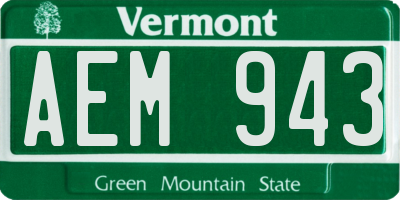 VT license plate AEM943