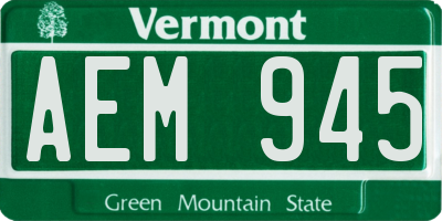 VT license plate AEM945