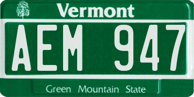 VT license plate AEM947