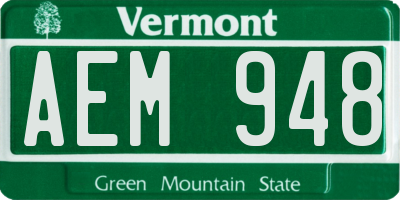 VT license plate AEM948