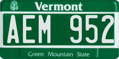 VT license plate AEM952